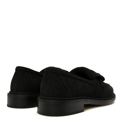 Chanel Corduroy Quilted CC Turnlock Loafers 36 Black 5 of 10