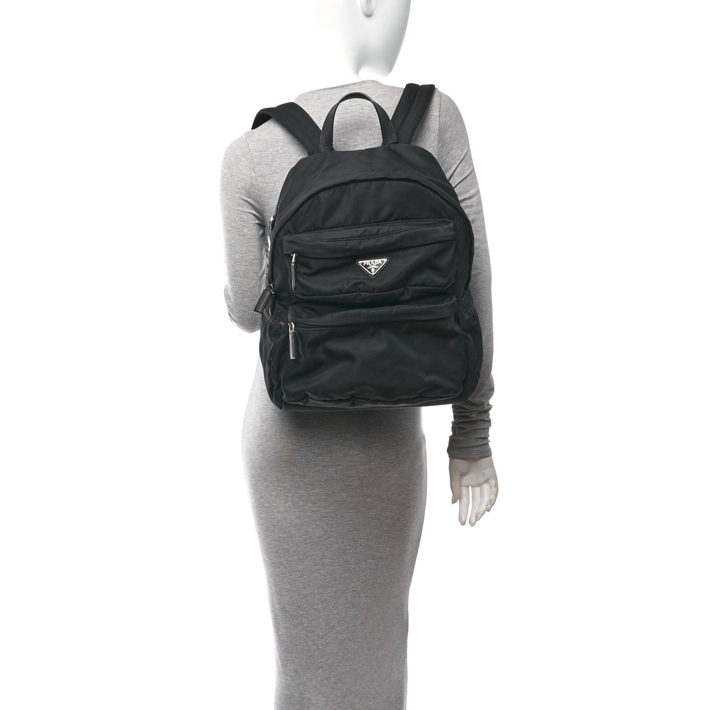 Nylon Montagna Saffiano Day Backpack Black