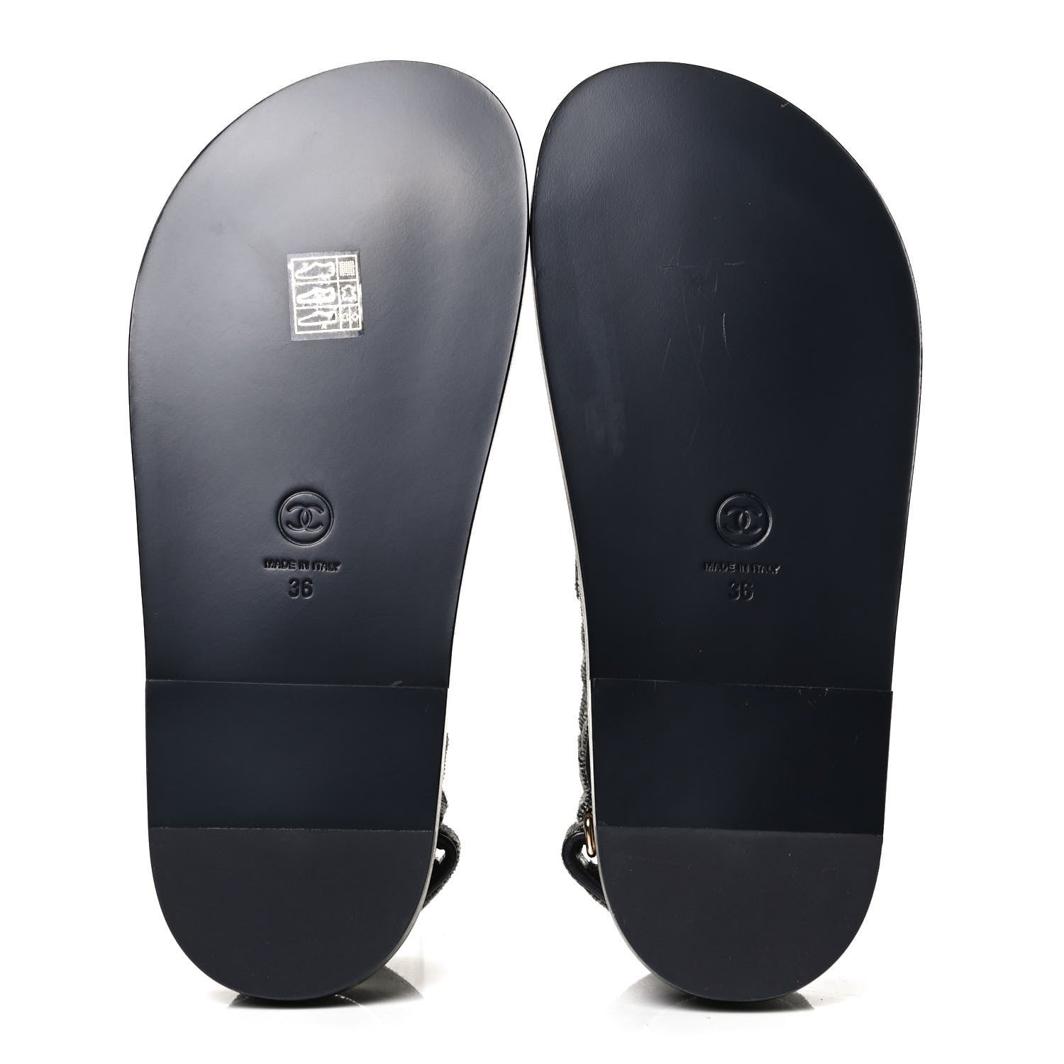 Chanel Velvet Velcro Dad Sandals 36 Grey 7 of 12