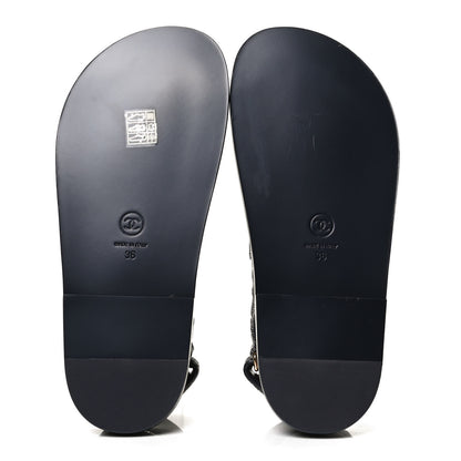 Chanel Velvet Velcro Dad Sandals 36 Grey 7 of 12
