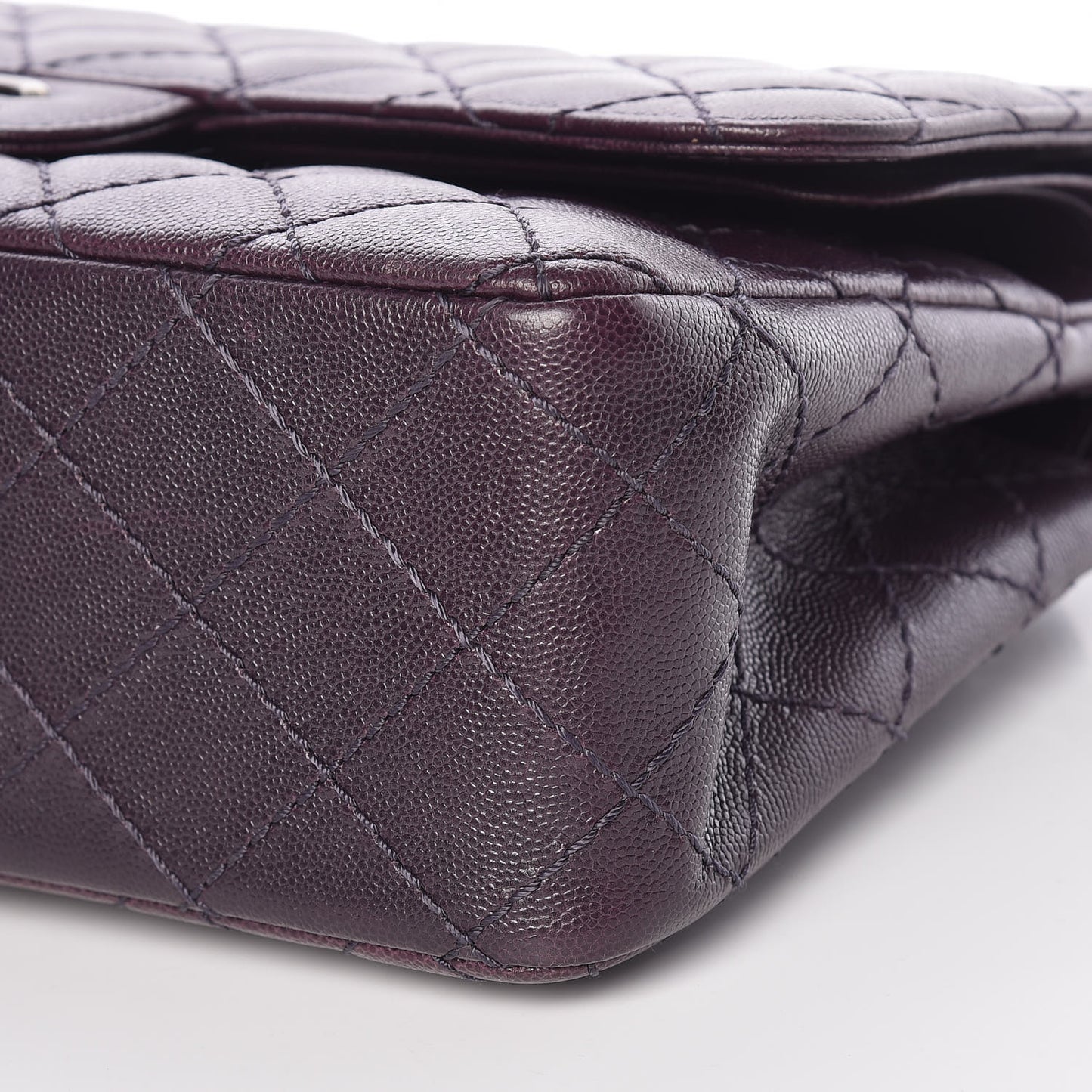 Caviar Quilted Jumbo Double Flap Dark Purple
