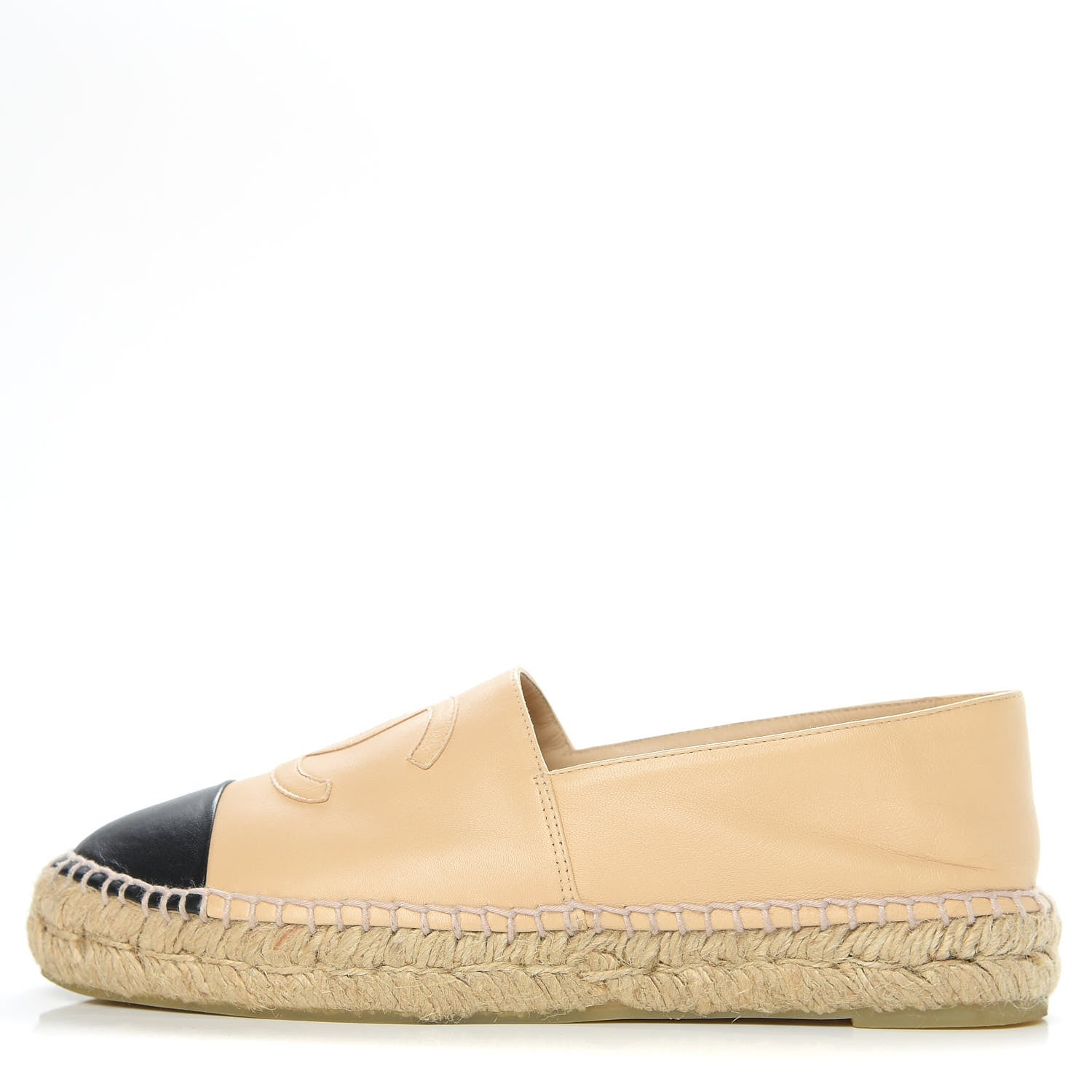 Chanel Lambskin CC Espadrilles 39 Beige Black 1 of 9