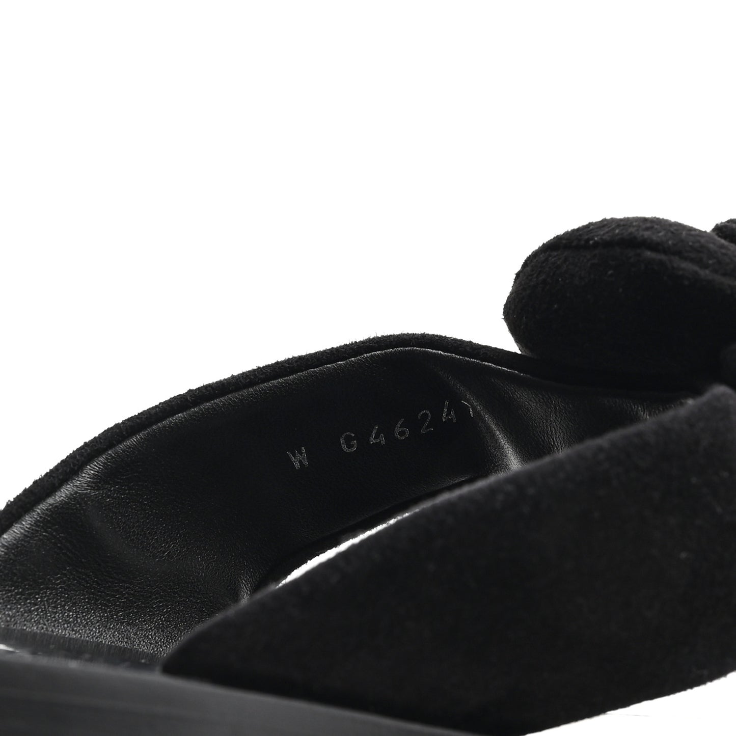 Suede Kidskin Pearl Camellia Thong Sandals 38.5 Black