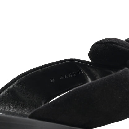 Chanel Suede Kidskin Pearl Camellia Thong Sandals 38.5 Black 9 of 10