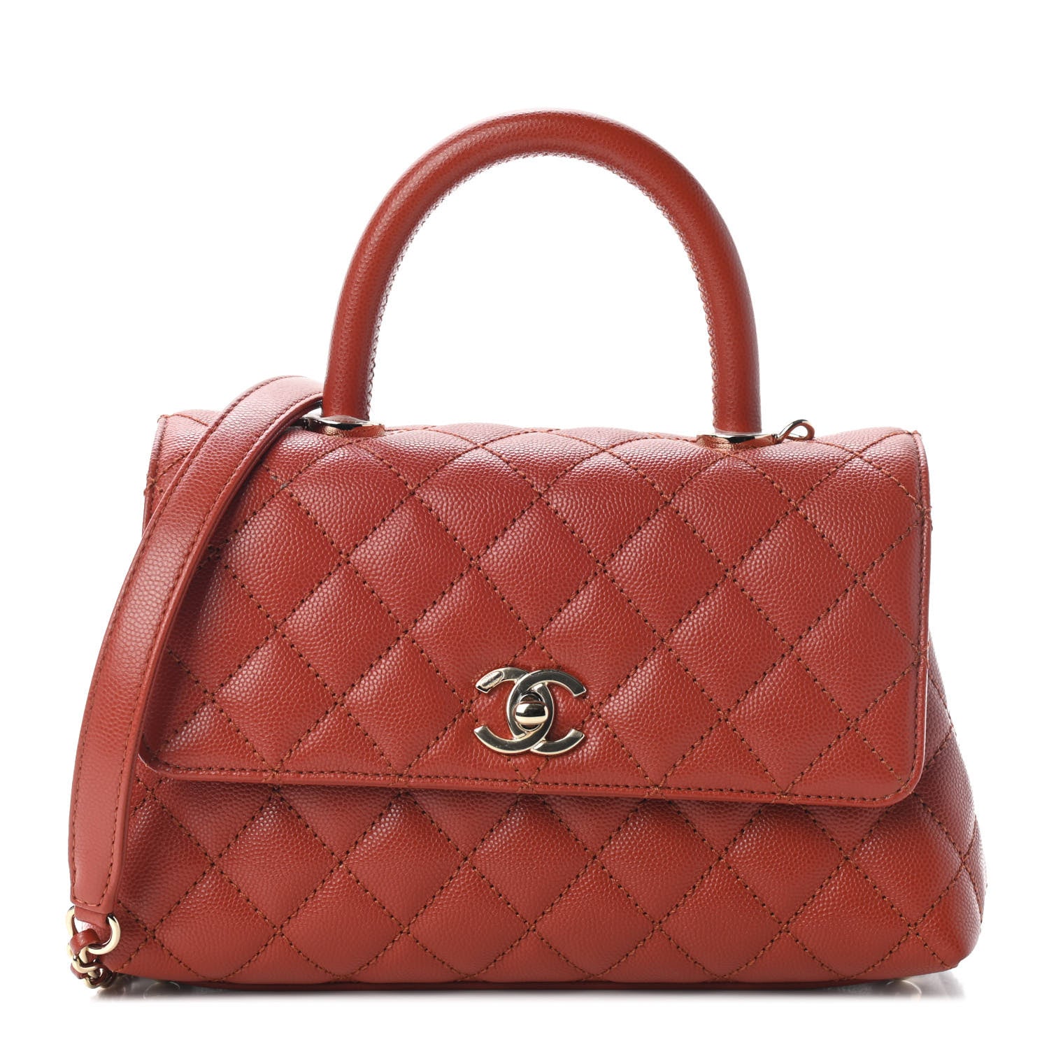 Chanel Caviar Quilted Mini Coco Handle Flap Brown 1 of 9