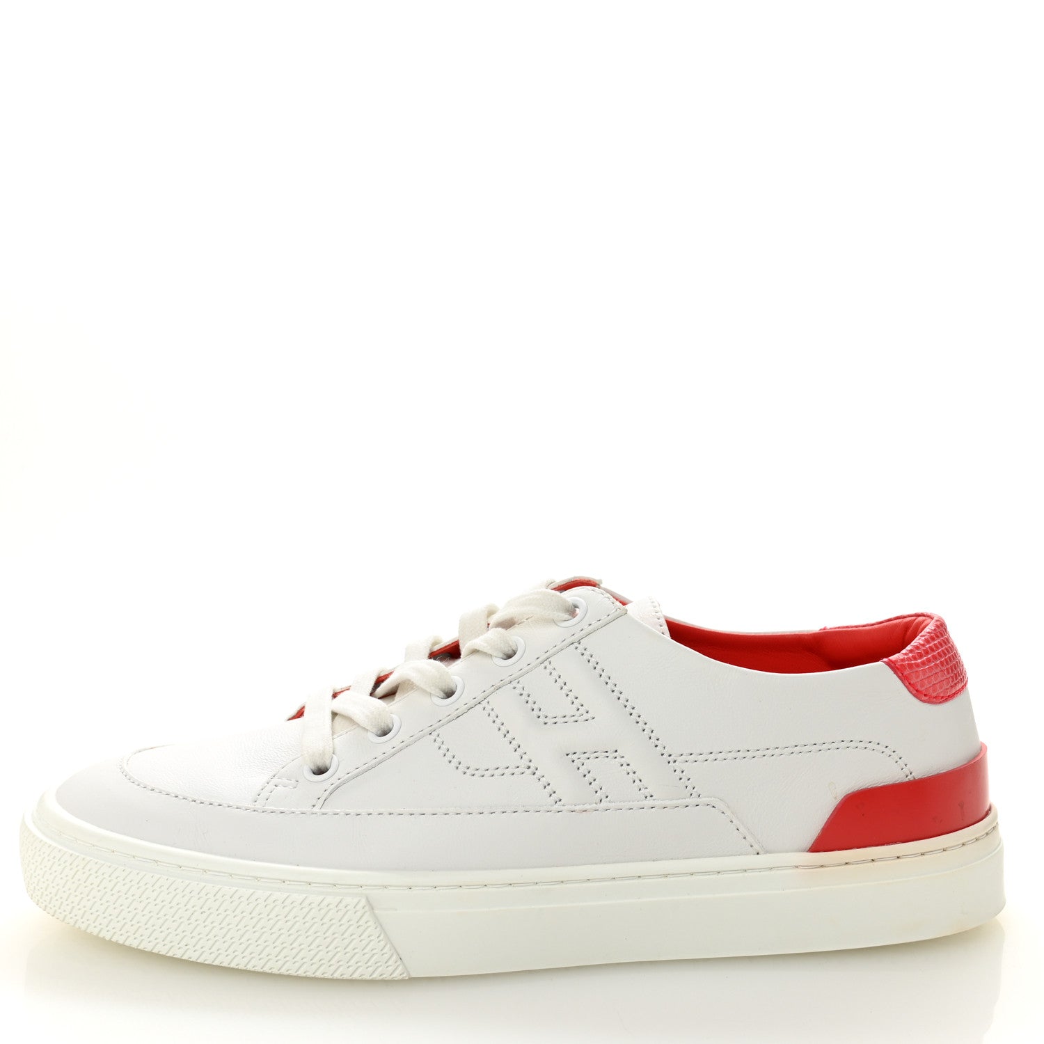 Hermes Shiny Lizard Calfskin Deep Sneakers 38 White Bougainvillea 1 of 10