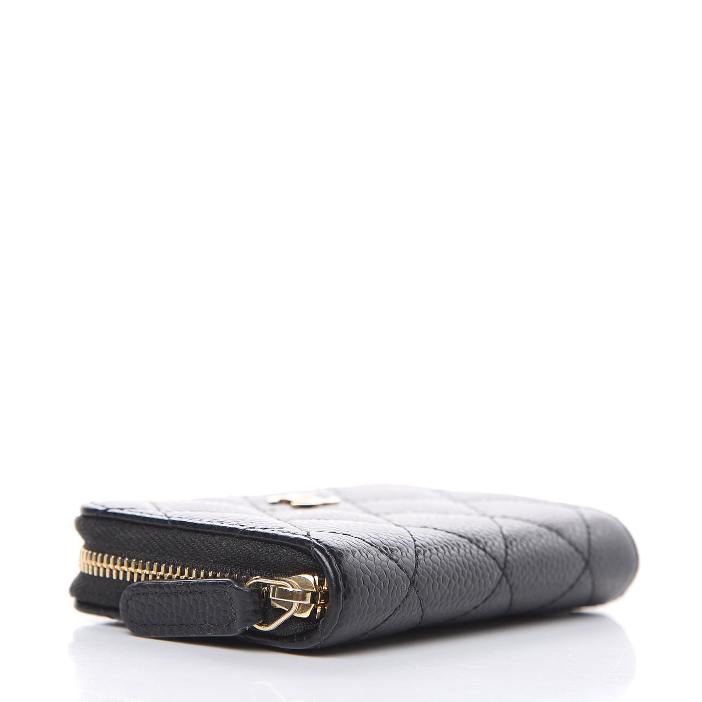 Caviar Quilted Zip Coin Purse Black