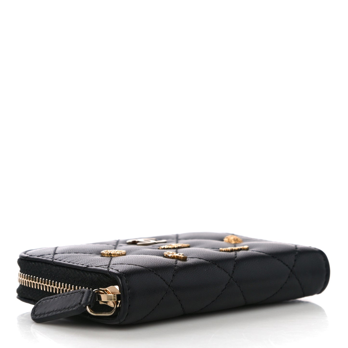 Lambskin Egyptian Amulet Zip Coin Purse Black
