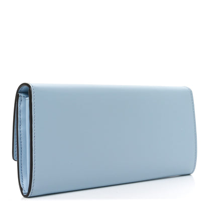 Fendi Vitello King Tamponato Logo Embossed Continental Wallet Azzurro Baby 3 of 7