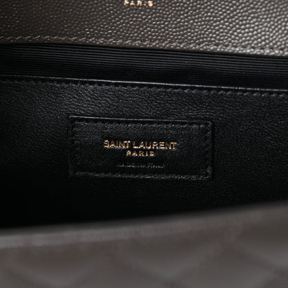 Saint Laurent Grain De Poudre Textured Mixed Matelasse Medium Triquilt Monogram Satchel Earth 6 of 9