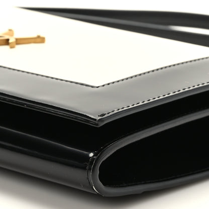 Saint Laurent Nappa Patent Calfskin Two-Toned Monogram Pouch Alabastro Black 9 of 9
