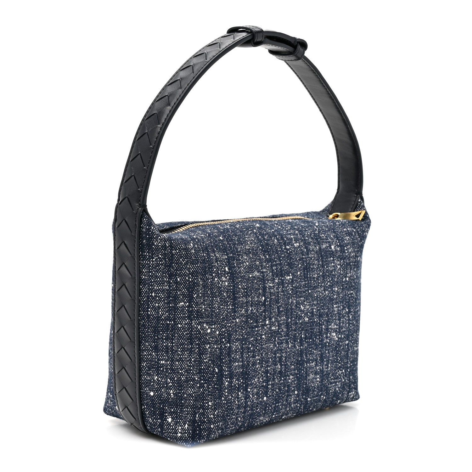 Bottega Veneta Denim Boucle Wallace Shoulder Bag Navy White Space 3 of 10