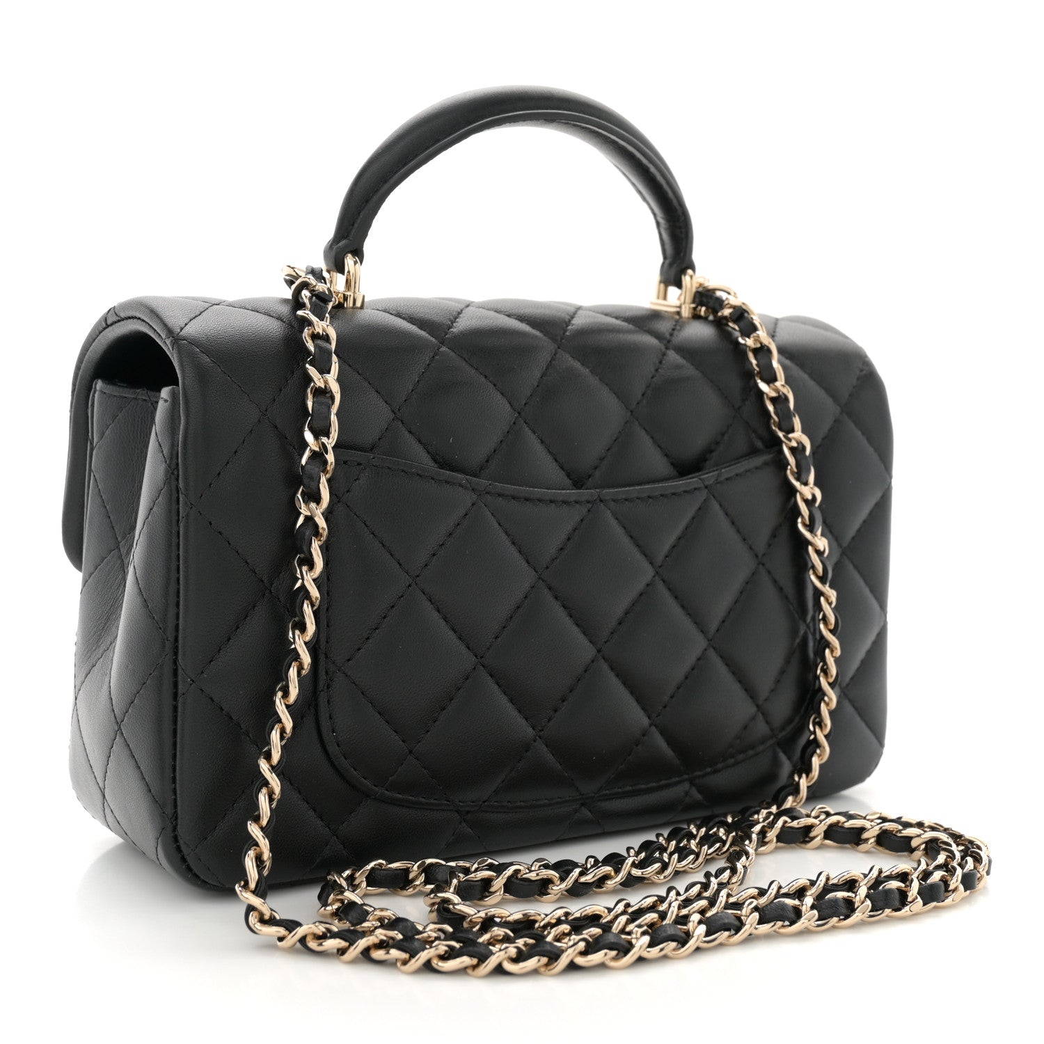 Chanel Lambskin Quilted Mini Top Handle Rectangular Flap Black 3 of 11