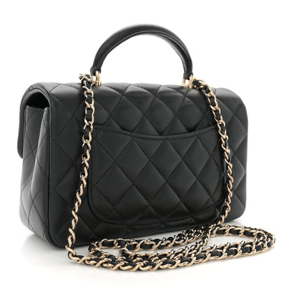 Chanel Lambskin Quilted Mini Top Handle Rectangular Flap Black 3 of 11