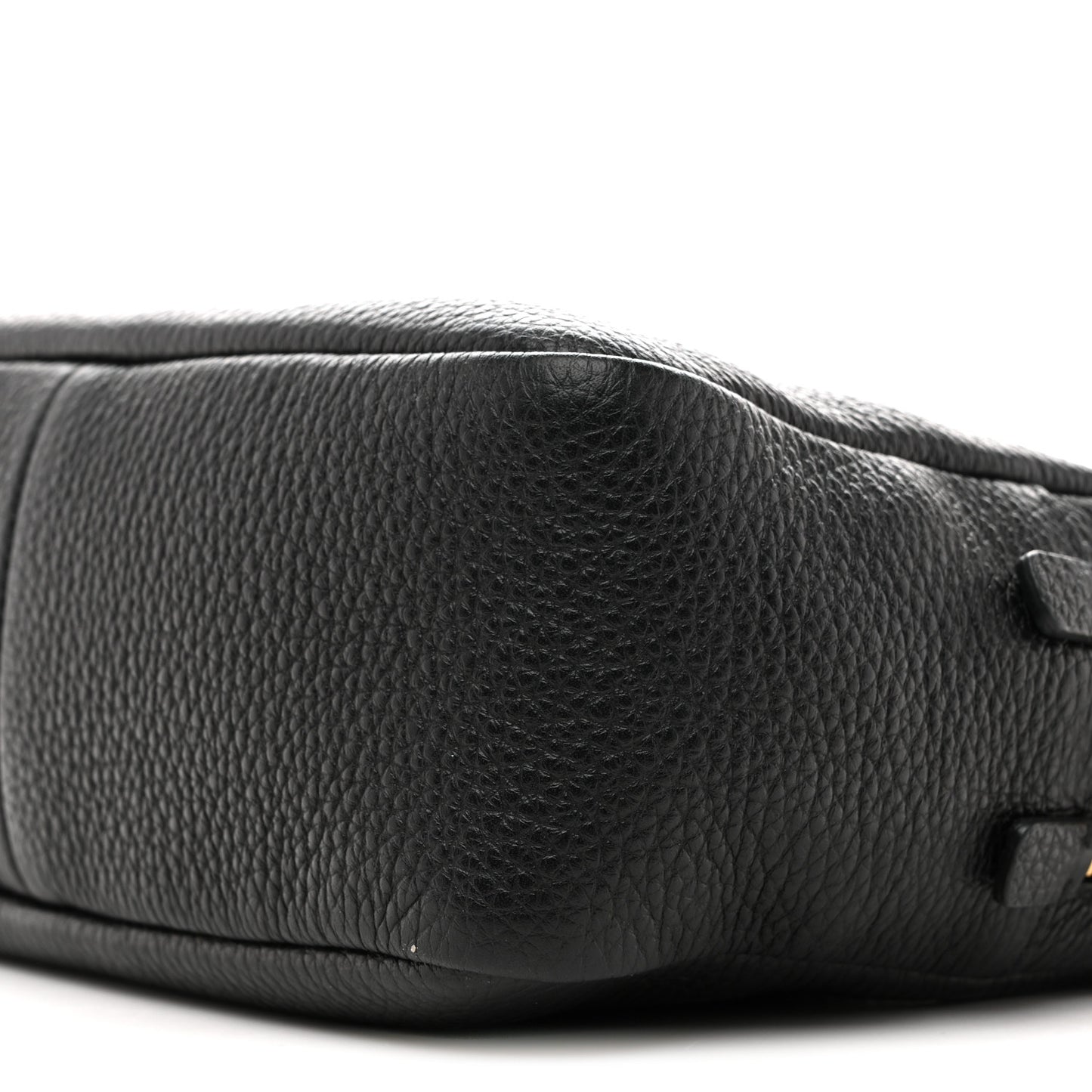Vitello Daino Soft Medium Double Zip Shoulder Bag Black