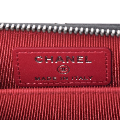 Chanel Aged Calfskin Quilted Gabrielle Zip Around Coin Purse Wallet Black 6 of 8