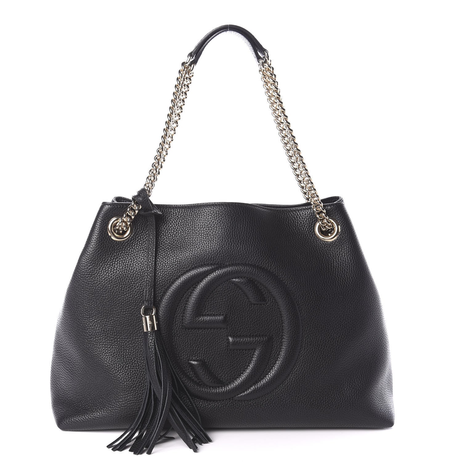 Gucci Pebbled Calfskin Medium Soho Chain Shoulder Bag Black 1 of 8