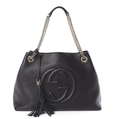Gucci Pebbled Calfskin Medium Soho Chain Shoulder Bag Black 1 of 8