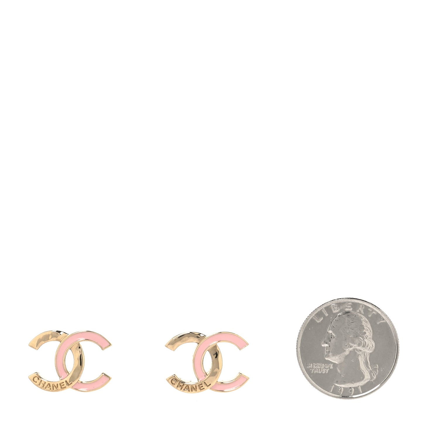 Metal Enamel CC Earrings Pink Gold