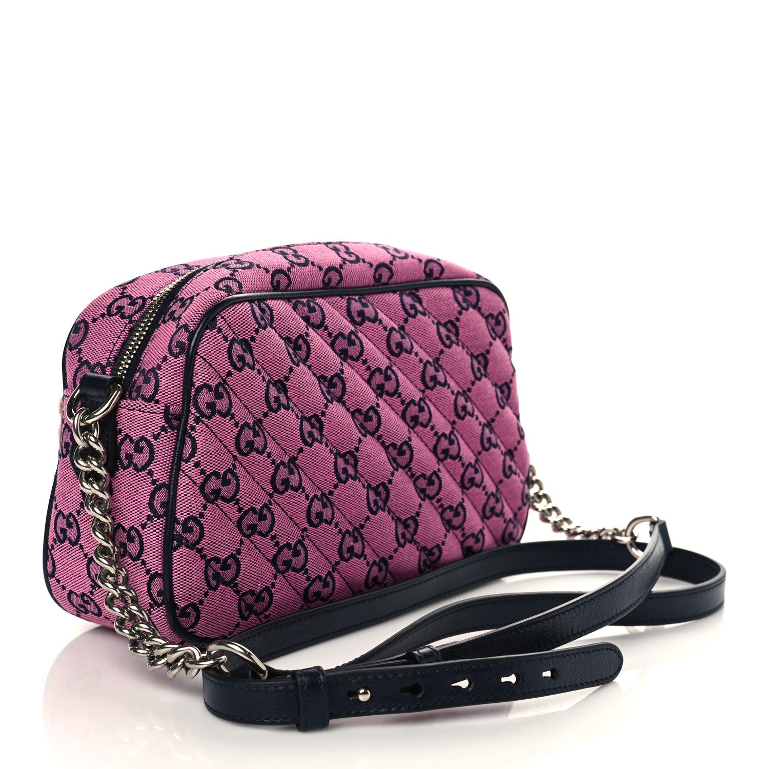 Gucci Monogram Multicolor Matelasse Diagonal Floral Embroidered Small GG Marmont Chain Shoulder Bag Pink Blue Ivory Green Lilac 2 of 6
