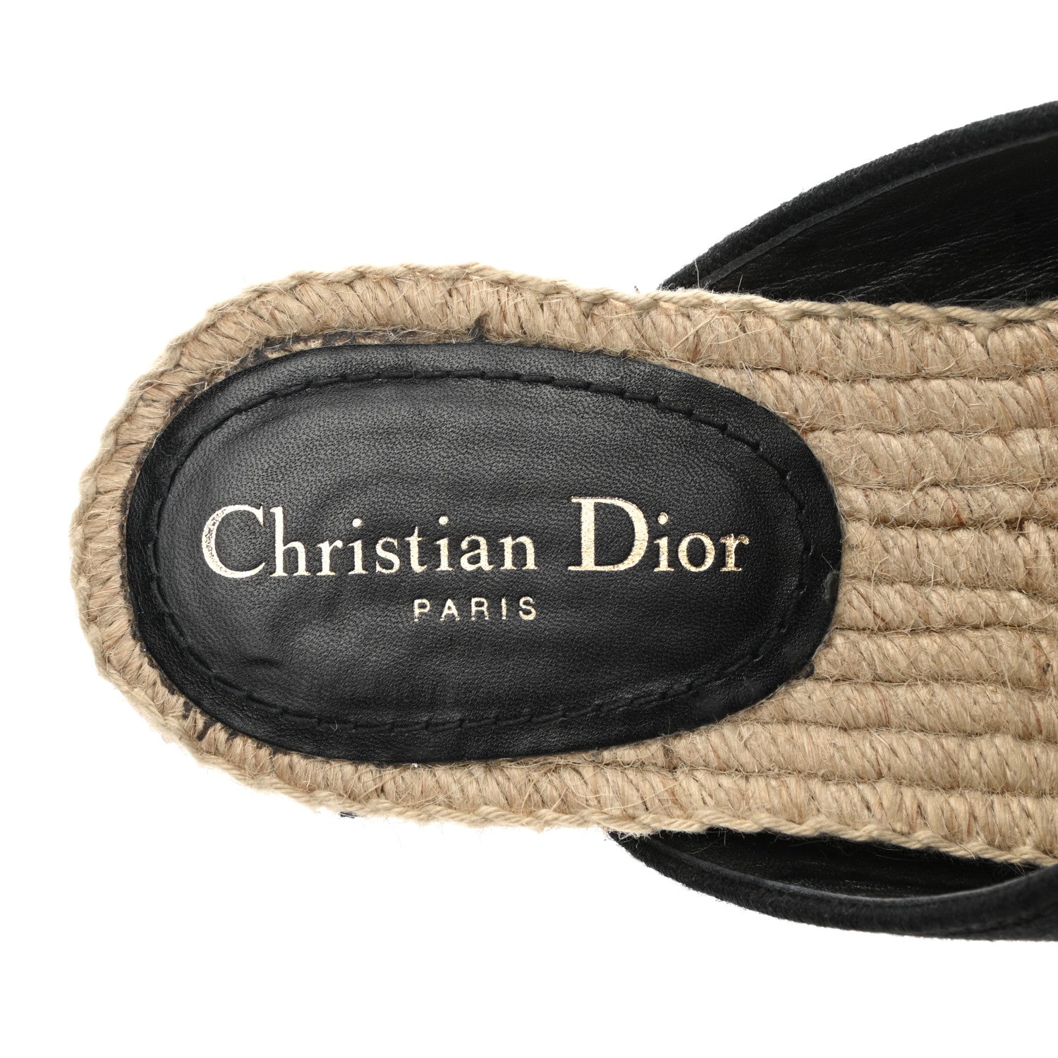 Christian Dior Canvas Embroidered Granville Espadrille Crisscross Flat Slide Sandals 38.5 Black 8 of 10
