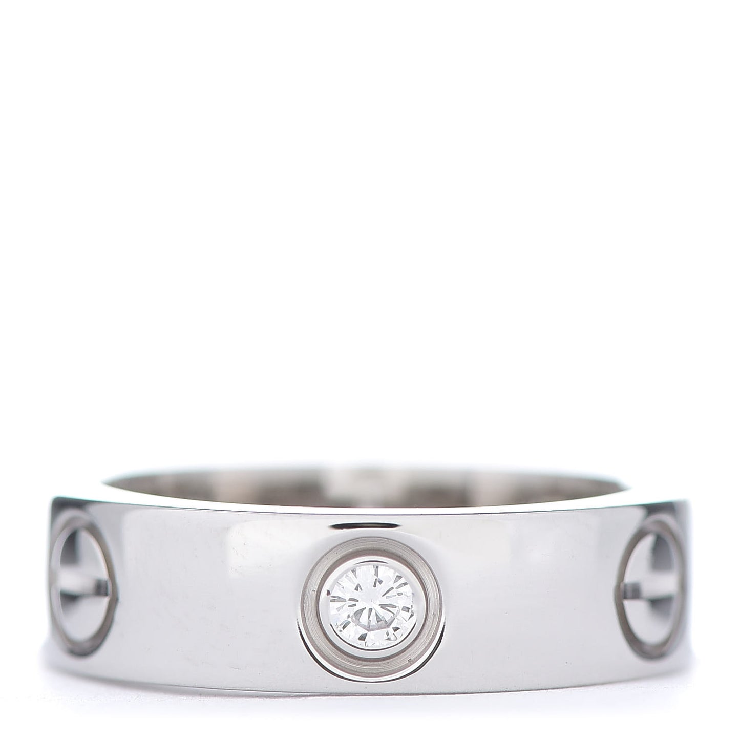 18K White Gold 3 Diamond 5.5mm LOVE Ring 51 5.75