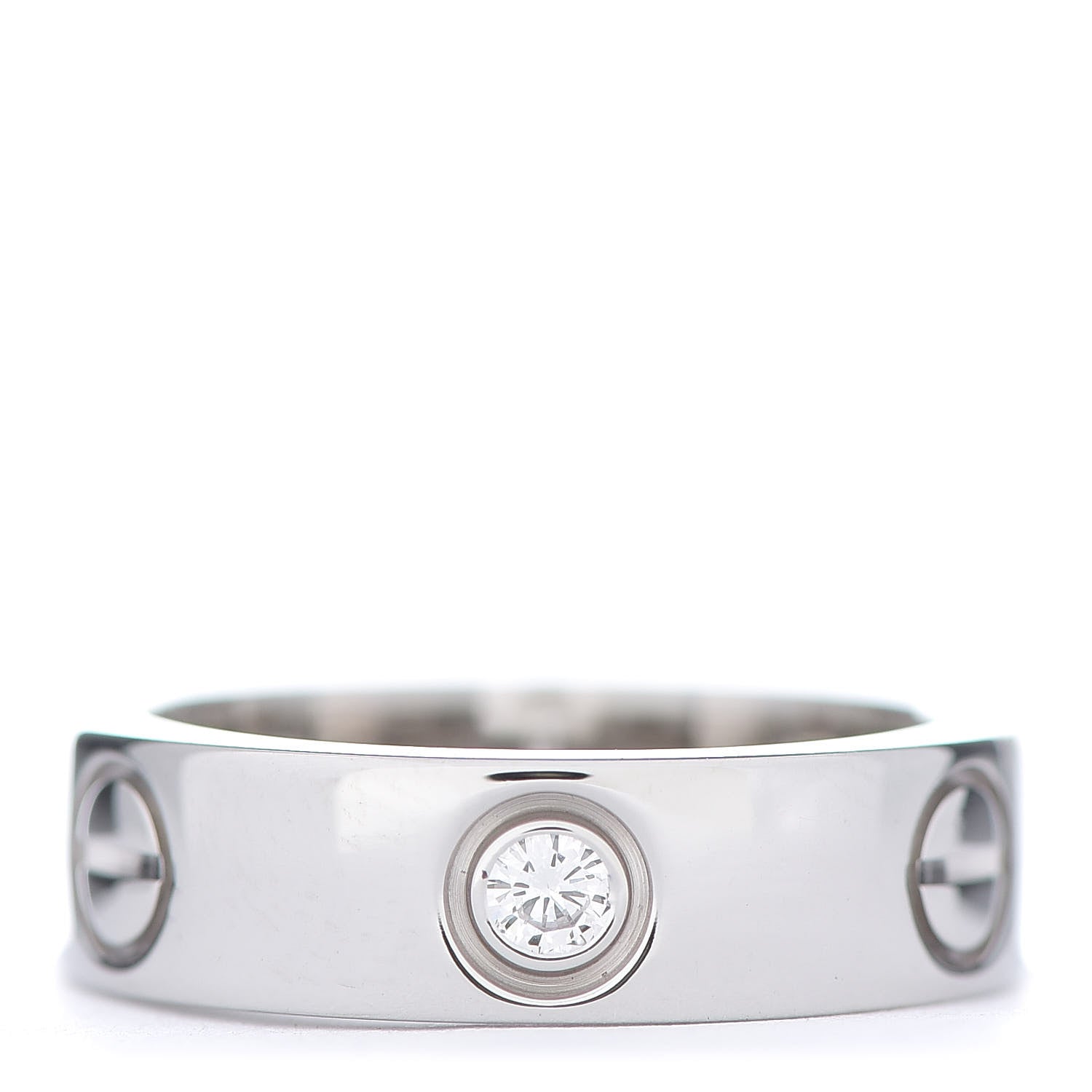 Cartier 18K White Gold 3 Diamond 5.5mm LOVE Ring 51 5.75 1 of 8