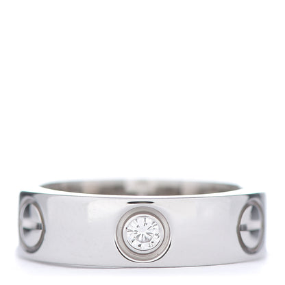 Cartier 18K White Gold 3 Diamond 5.5mm LOVE Ring 51 5.75 1 of 8