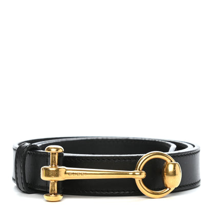 Gucci Calfskin Horsebit Skinny Belt 85 34 Black 1 of 4