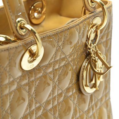 Christian Dior Metallic Patent Cannage Medium Lady Dior Yellow 13 of 15