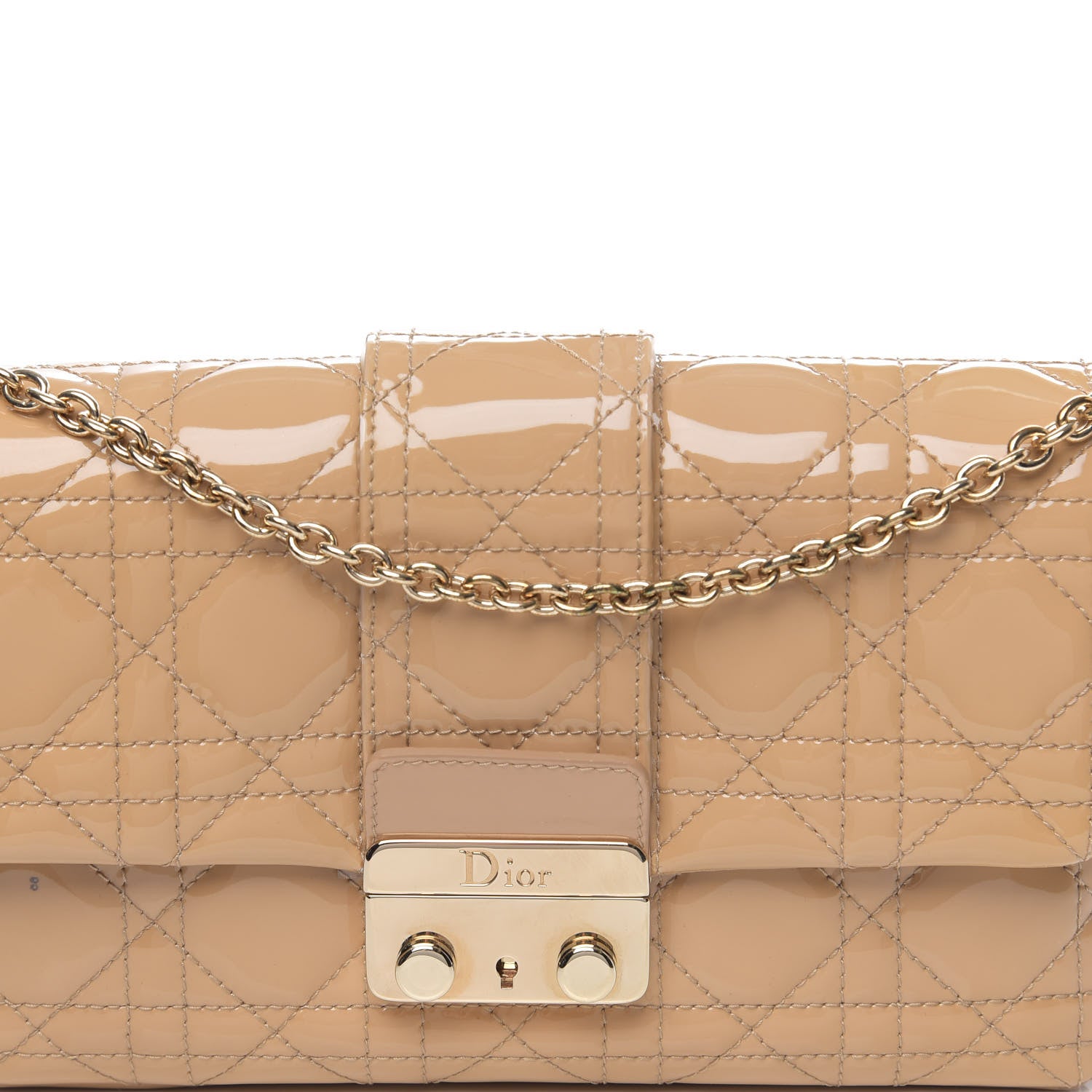Christian Dior Patent Cannage New Lock Pouch Beige 10 of 10