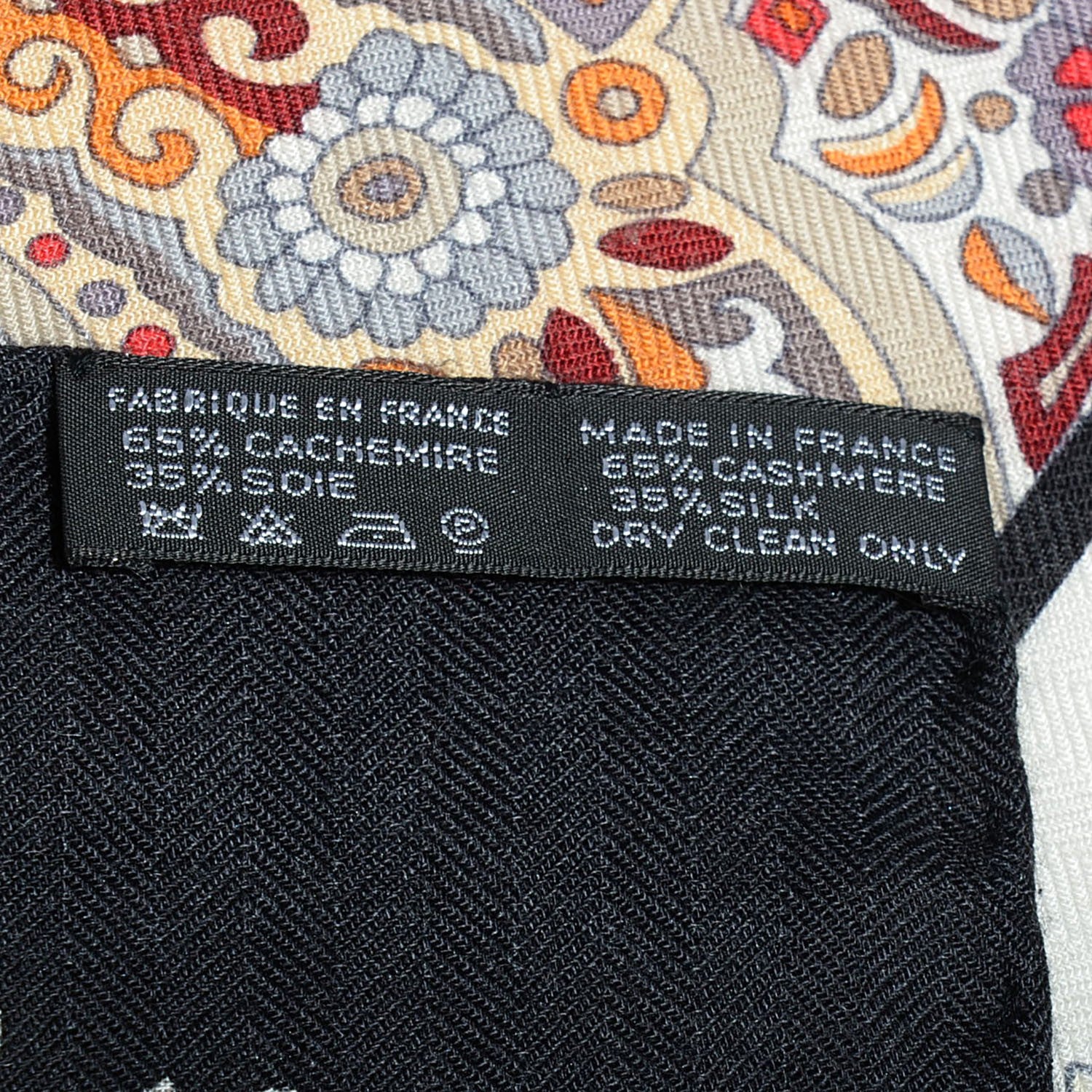 Hermes Cashmere Silk Aux Portes Du Palais Shawl 140 Noir Beige Rouge 6 of 7