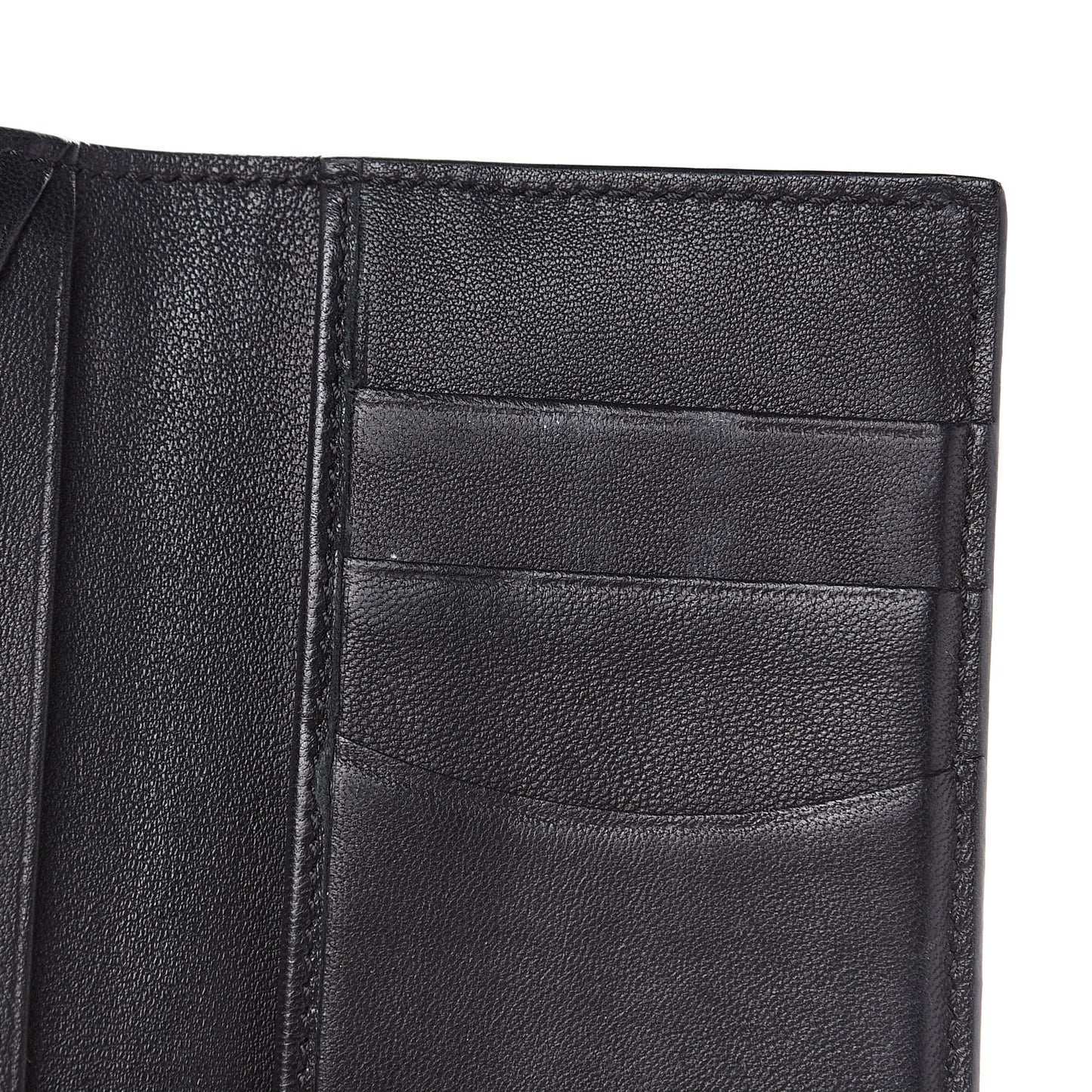 Metallic Textured Calfskin Skull Bi Fold Card Holder Silver