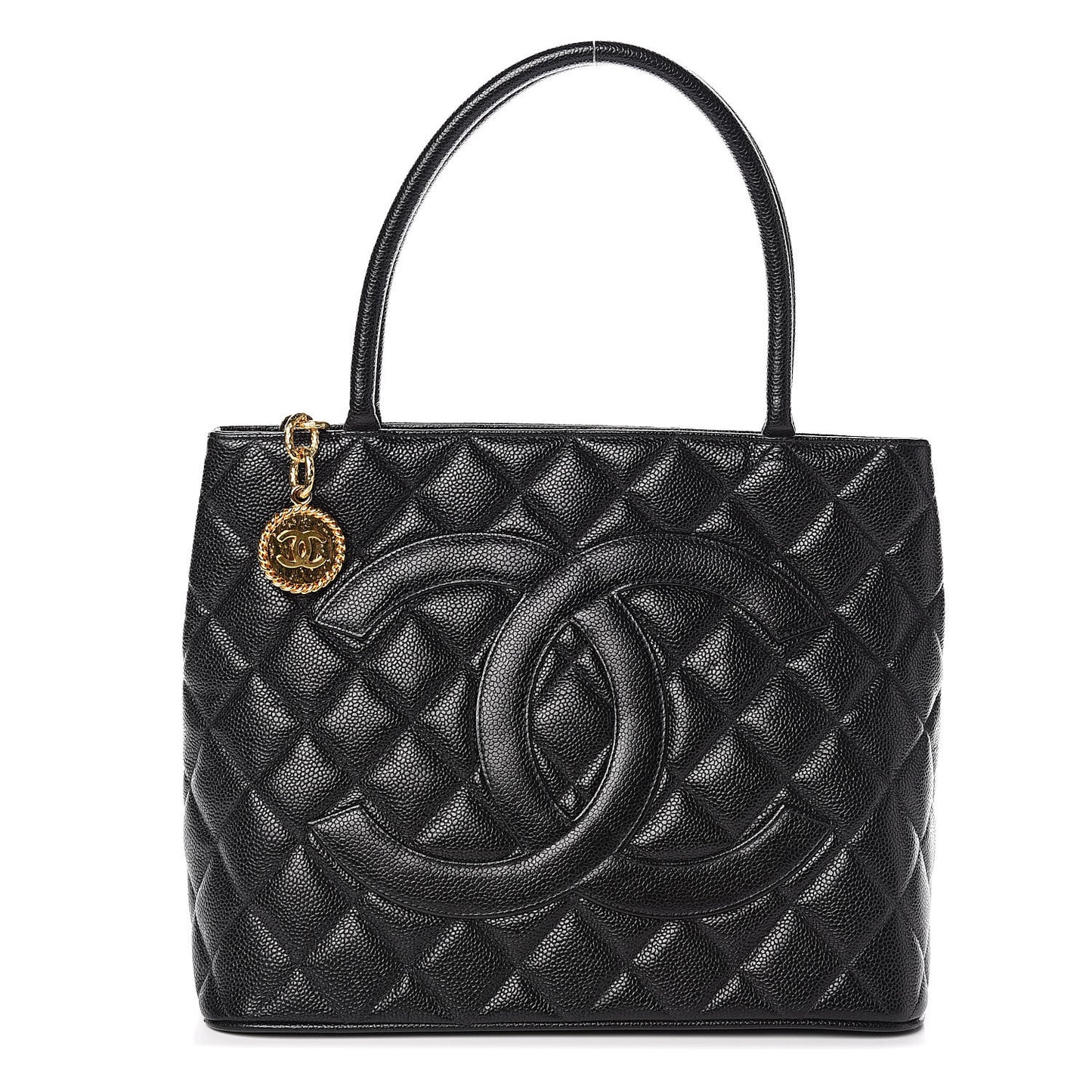 Caviar Quilted Medallion Tote Black