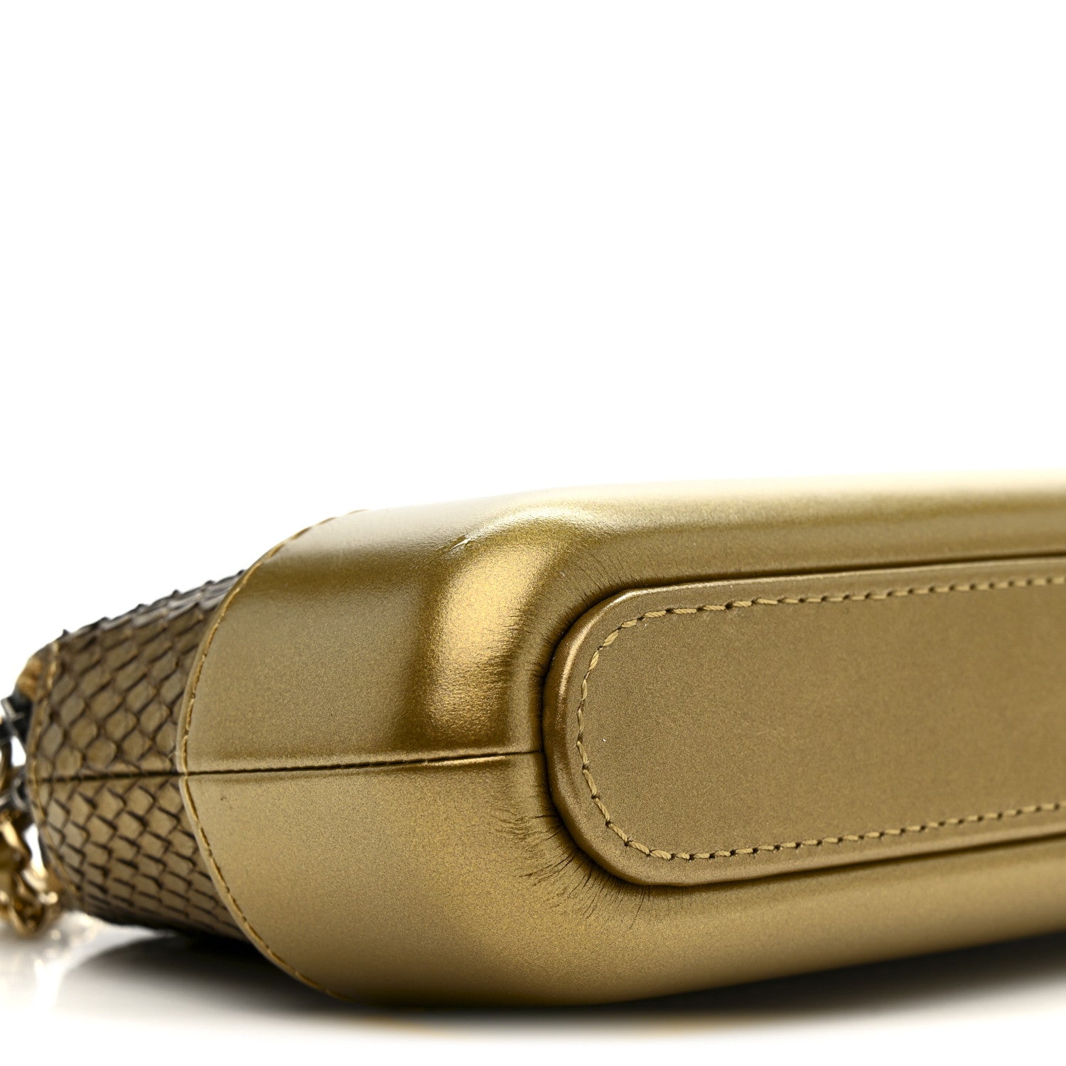 Chanel Metallic Snakeskin Small Gabrielle Clutch With Chain Gold 12 of 15