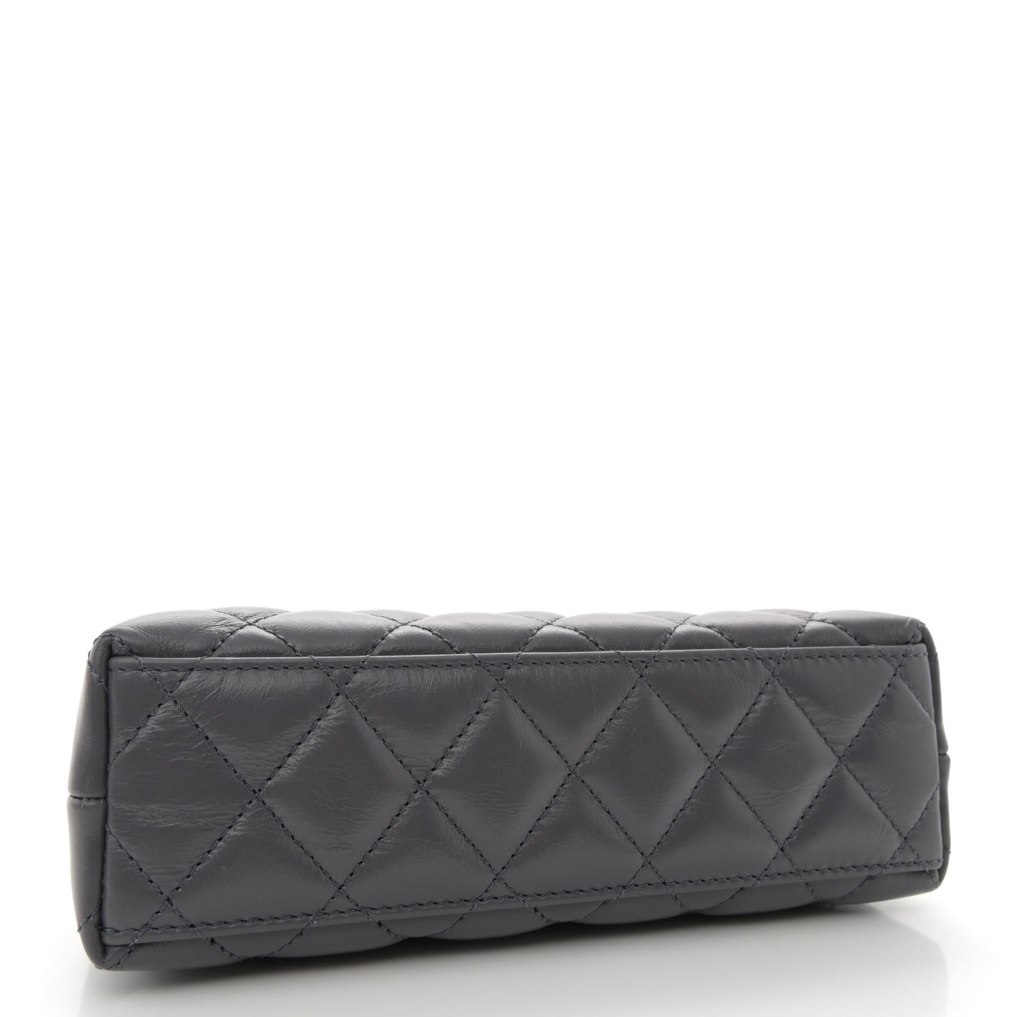 Shiny Aged Calfskin Quilted Nano Kelly Shopper Grey