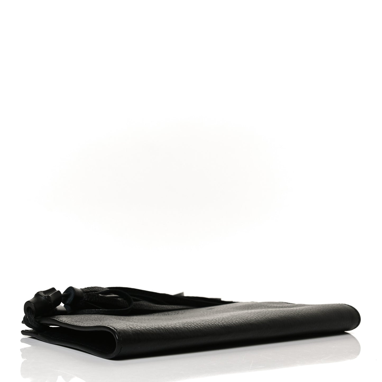 Pebbled Calfskin Broadway Bamboo Tassel Clutch Black