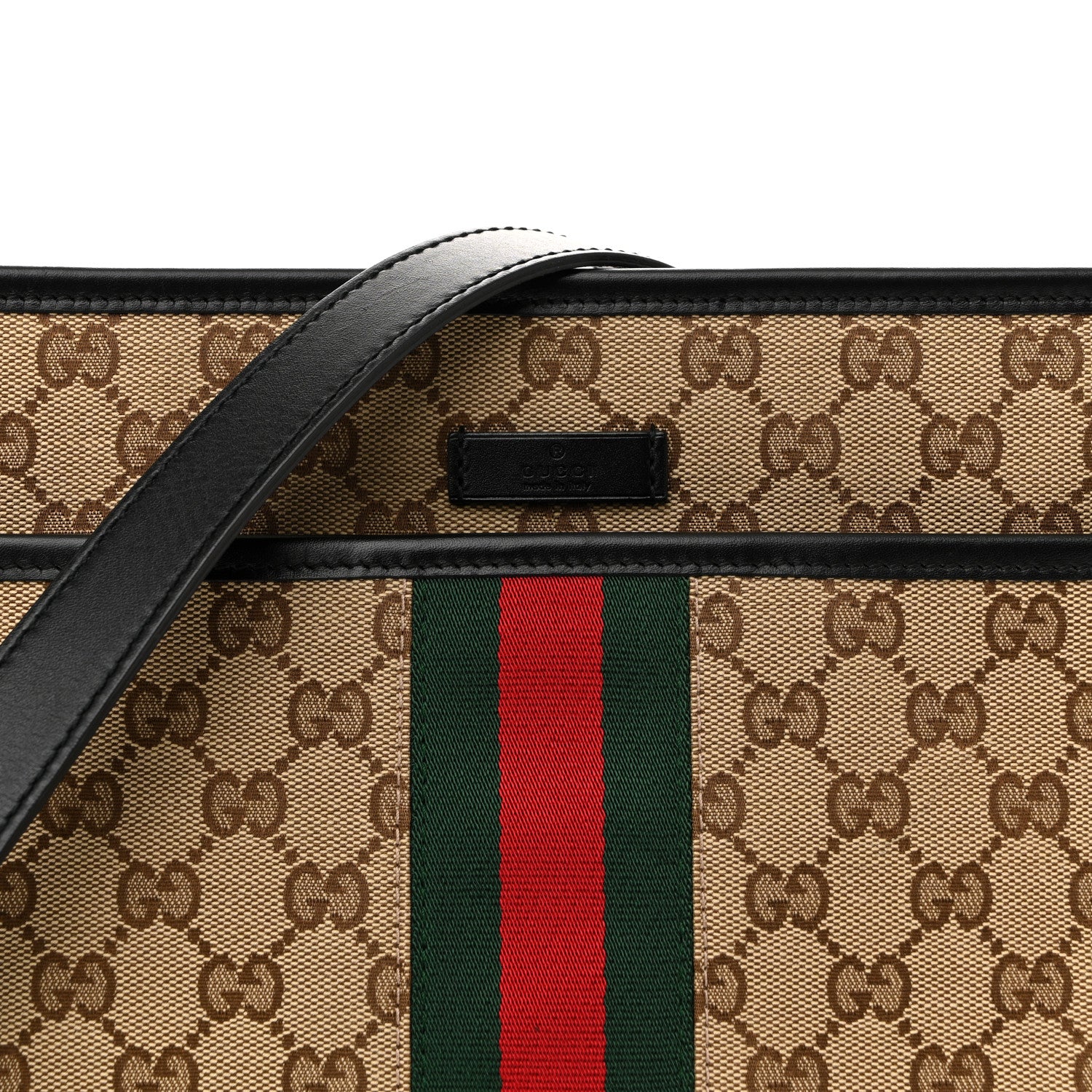 Gucci GG Monogram Web Flat Messenger Bag Black 8 of 11