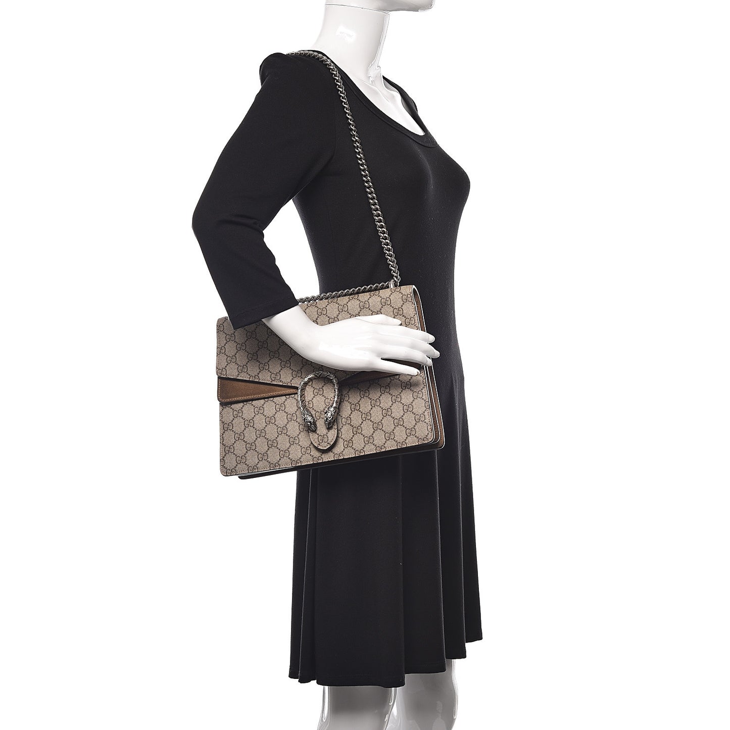 GG Supreme Monogram Medium Dionysus Shoulder Bag Taupe