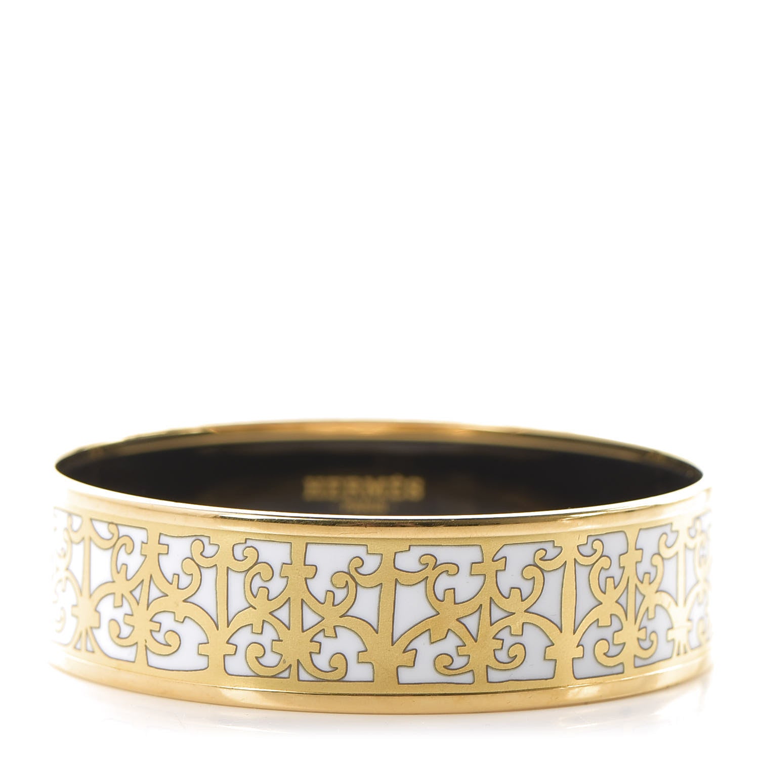 Hermes Enamel Printed Wide Balcons du Guadalquivir Bracelet 65 Gold 1 of 6