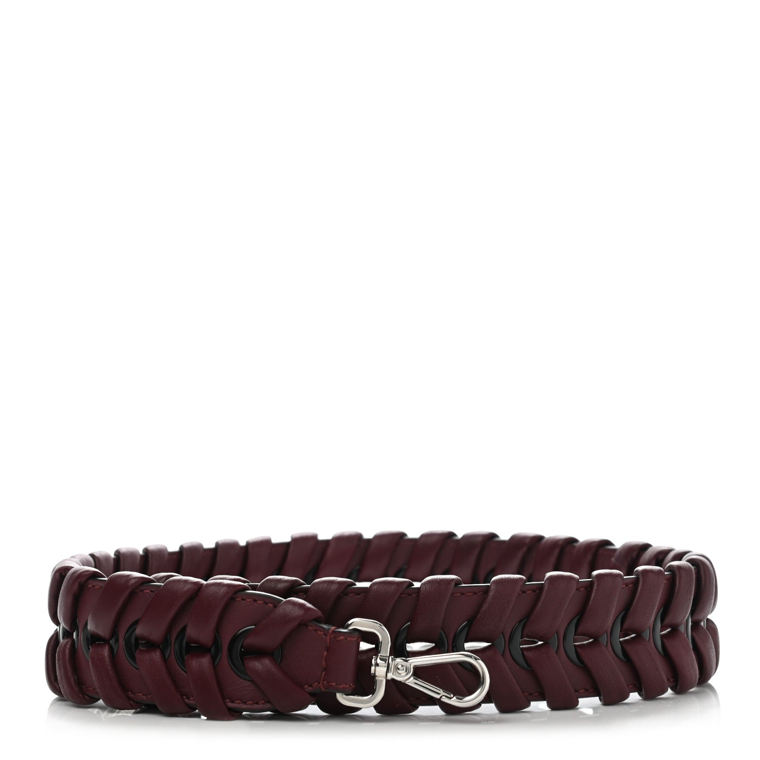 Fendi Calfskin Shiny Nappa Lace Up Strap You Burgundy Black 1 of 4