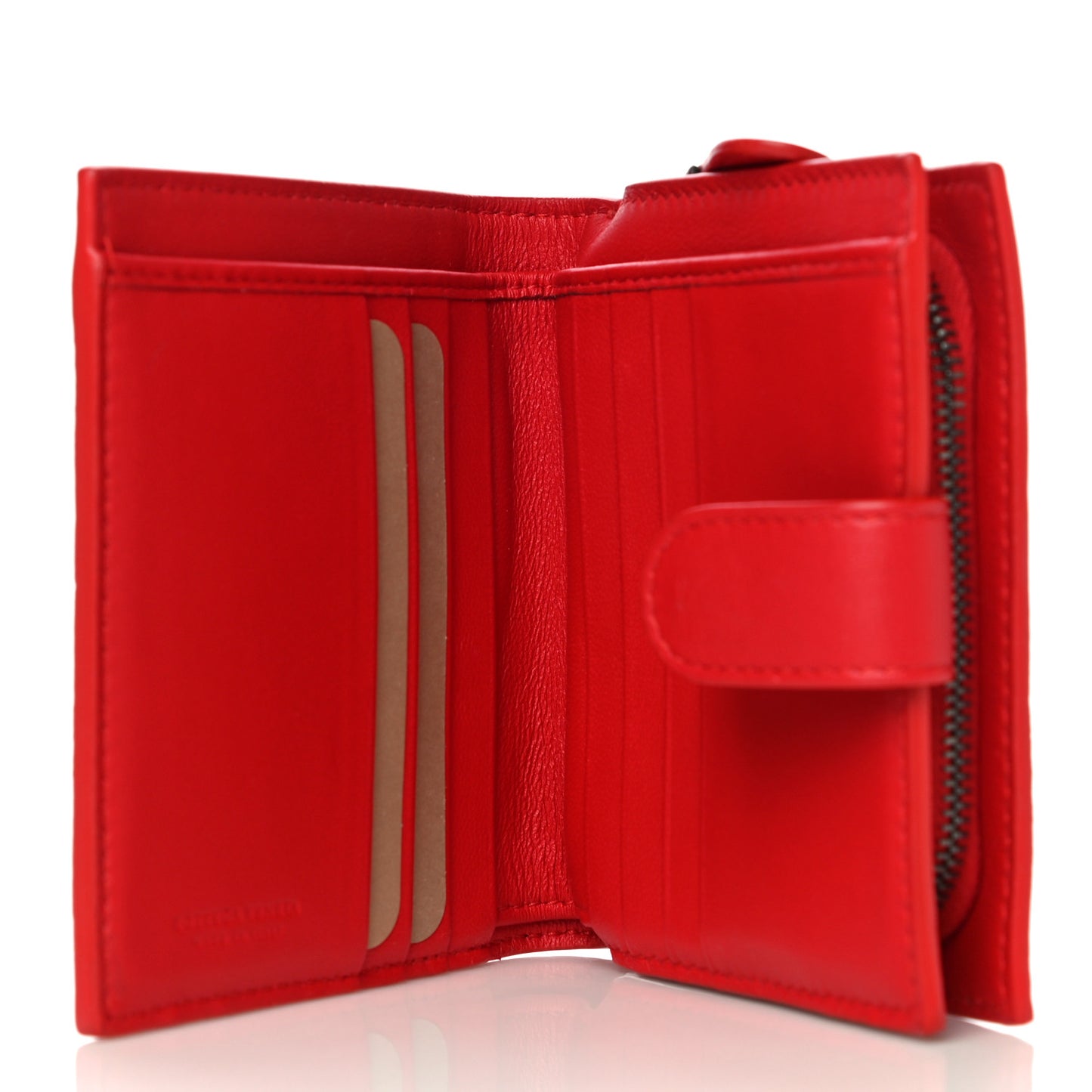 Nappa Intrecciato French Compact Wallet Bright Red