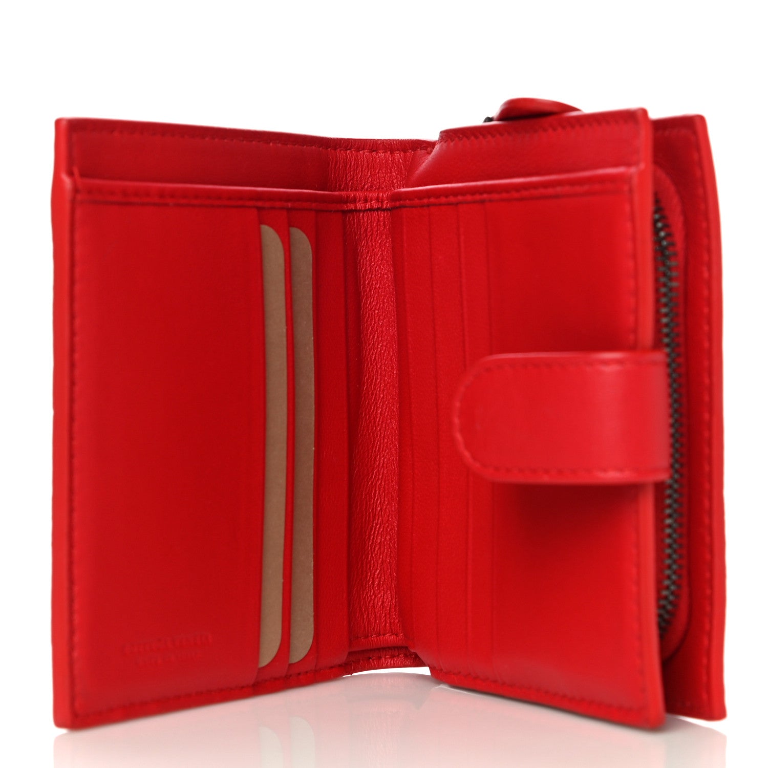Bottega Veneta Nappa Intrecciato French Compact Wallet Bright Red 5 of 11