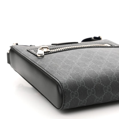 Gucci GG Supreme Monogram Web Small Flat Messenger Bag Black Grey 8 of 9