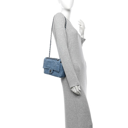 Chanel Denim Embroidered Medium Perfume Bottle Flap Light Blue 2 of 11