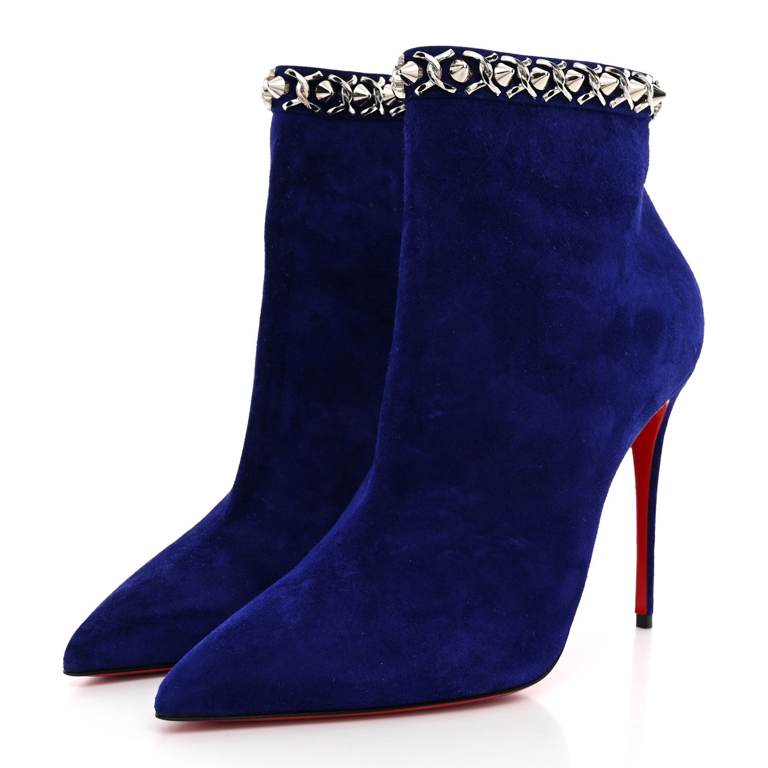 Christian Louboutin Veau Velour Booty Chain 100 Ankle Boots 40.5 Night 4 of 10
