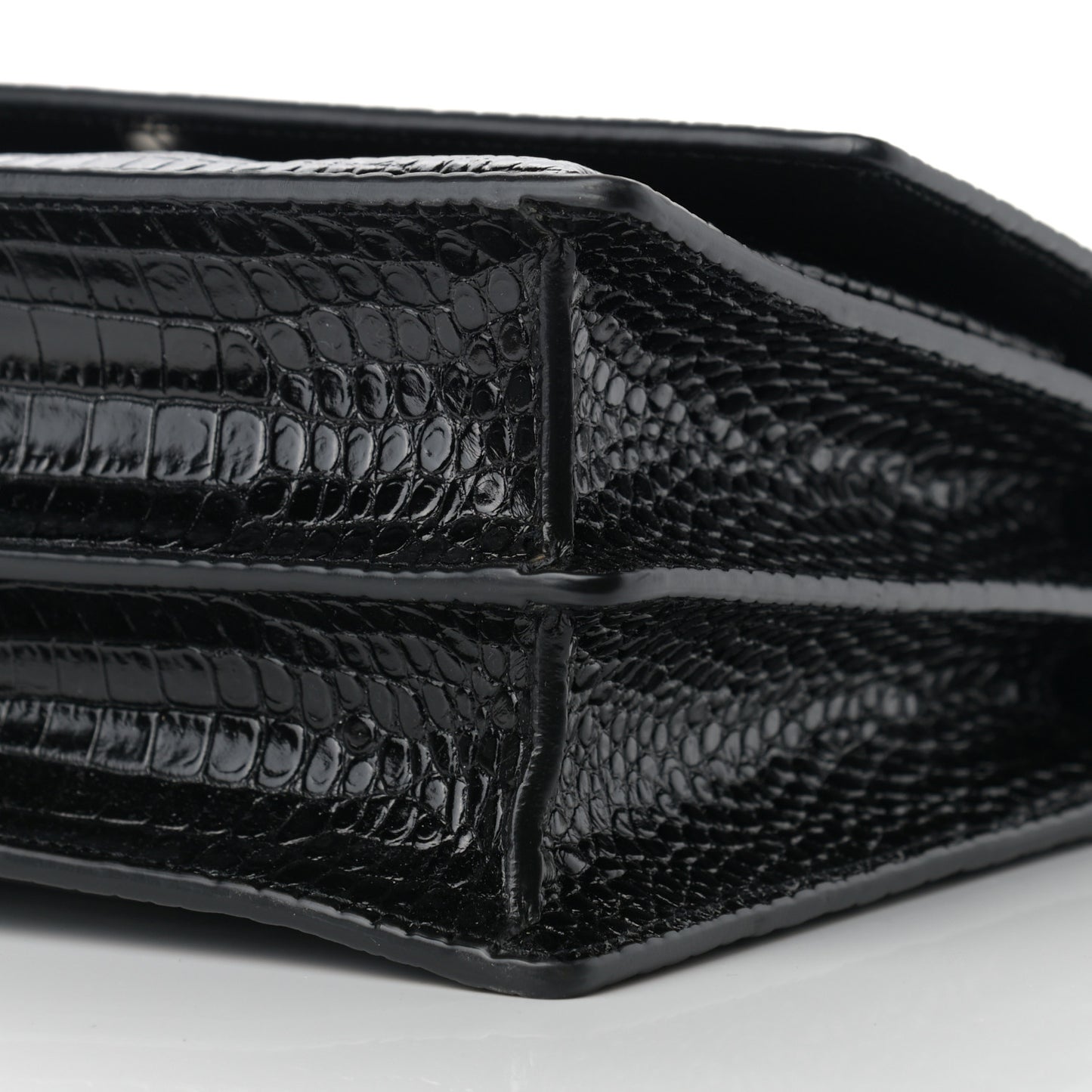 Calfskin Crocodile Embossed Large Monogram Sunset Black