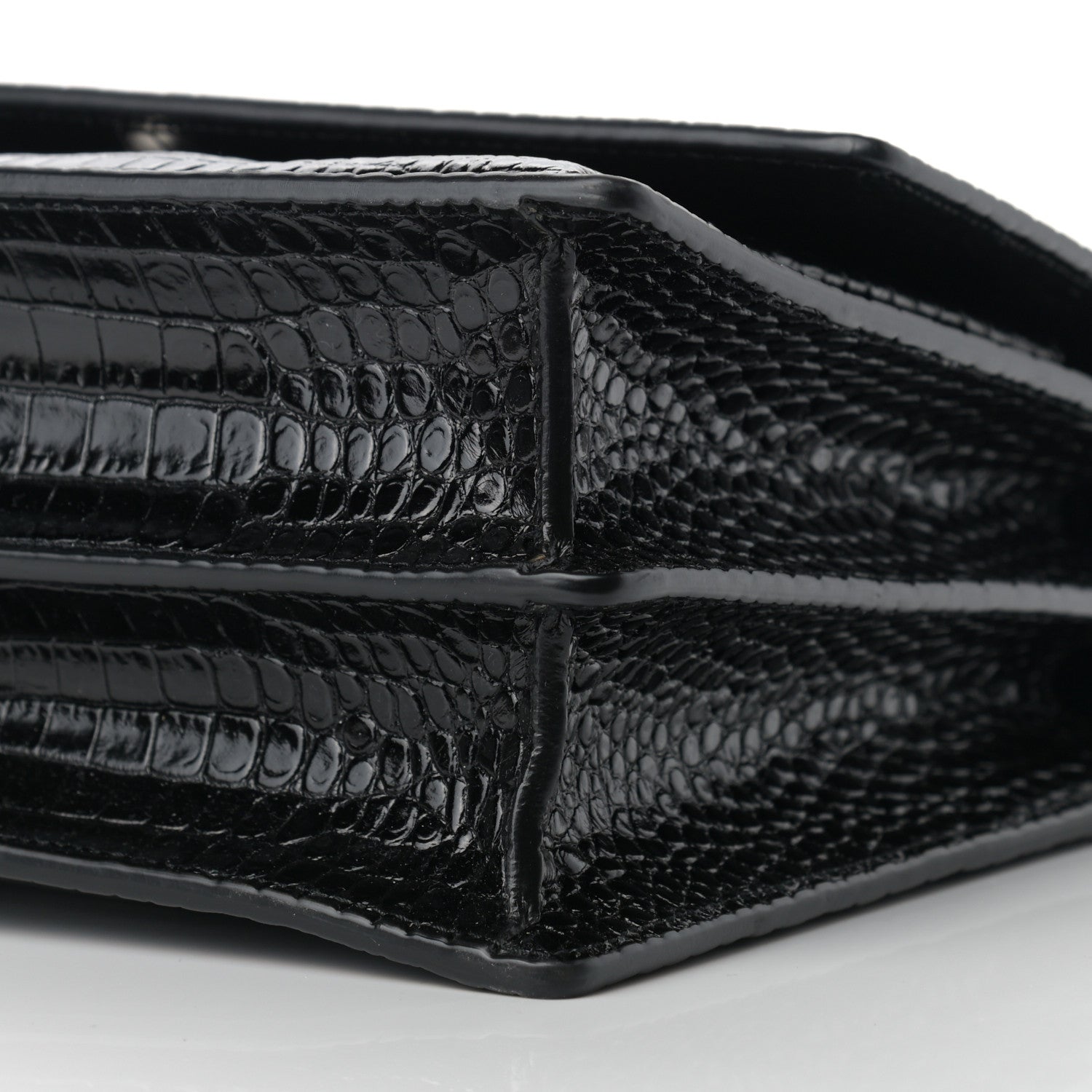 Saint Laurent Calfskin Crocodile Embossed Large Monogram Sunset Black 8 of 8