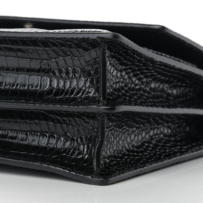 Saint Laurent Calfskin Crocodile Embossed Large Monogram Sunset Black 8 of 8