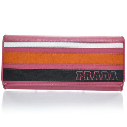 Prada Saffiano Striped Continental Wallet 1 of 8